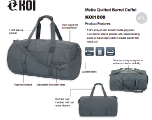 Pryveet KOI Quilted Duffel Bag