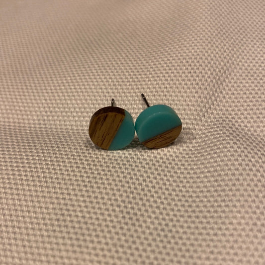 Wooden earrings with resin