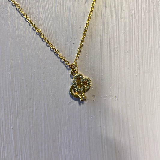 gold plated necklace- heart and ring